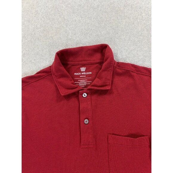Mack Weldon Aeroknit Short Sleeve Polo Shirt (Men's Medium) Blood Red - Picture 2 of 9